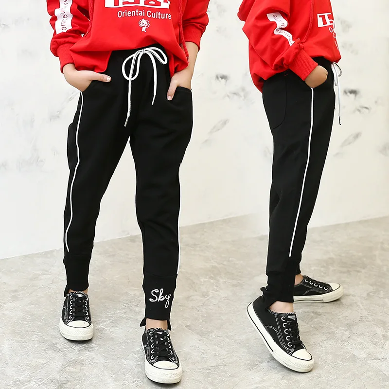 

Children Pants Girls Clothing Cotton Sports Trousers Elastic Waist Sweatpants 6 7 8 9 10 12 Years Letters Embroidered Pants
