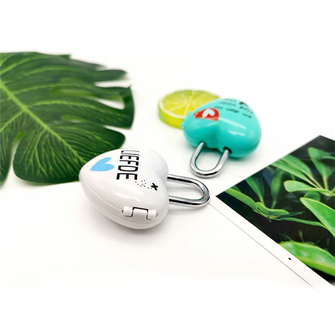 

Love heart shape password lock Zinc alloy case mini code lock Luggage padlock 4 colors high quality Wide use Cute cartoon Lock