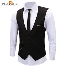 UNIVOS KUNI, хит, размер, M-3XL, жилет, мужской, весенний, тонкий, мужской, деловой костюм, жилет, мужской жилет, Colete, Модные жилеты, Q5126