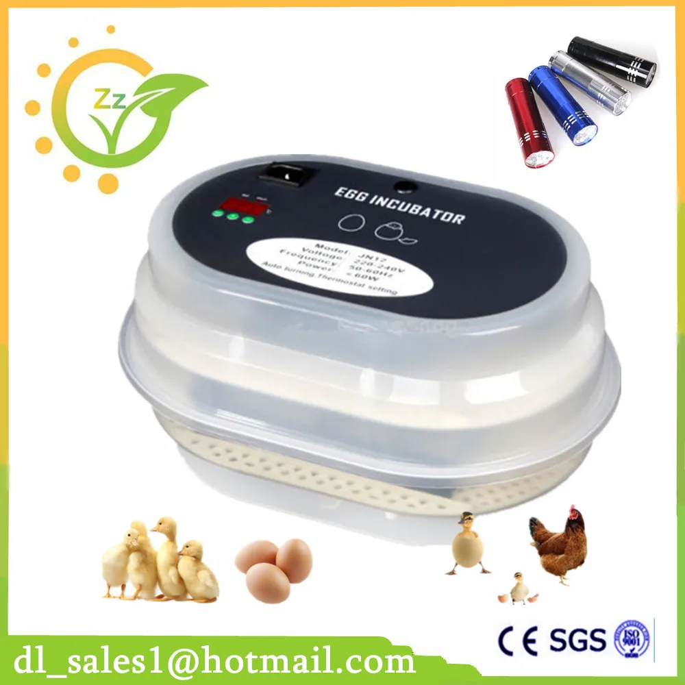

Newest Automatic 12 Poultry Egg Incubator High Hatching Rate Incubators + Gift Flashlight