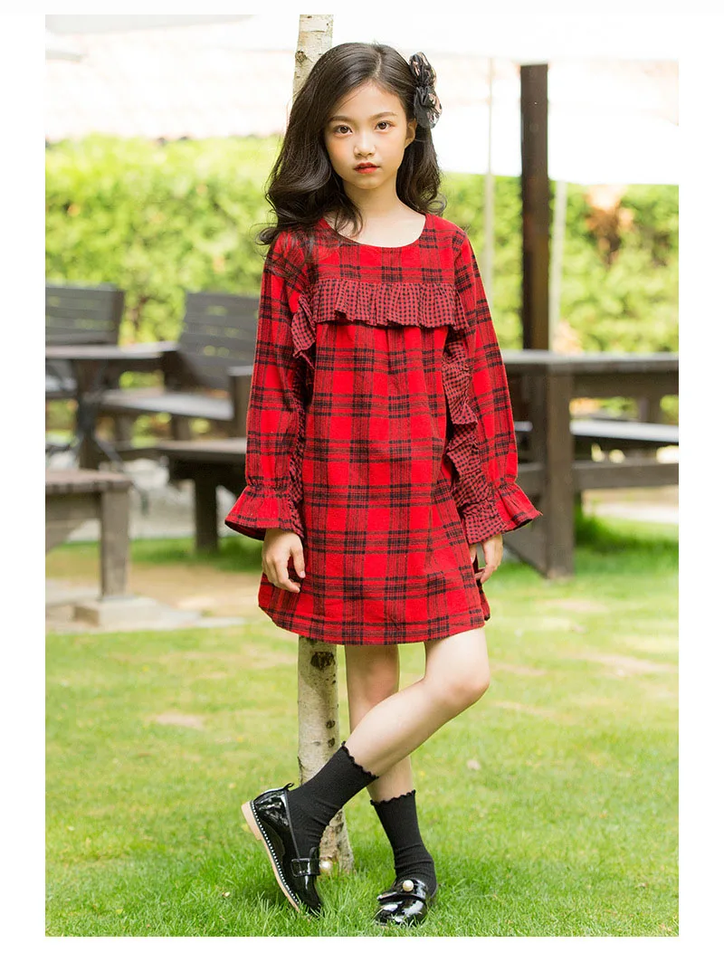 ruched plaid petal sleeve dress baby big girls autumn 2018 preppy style dresses for kids clothes children school dress clothing (12)