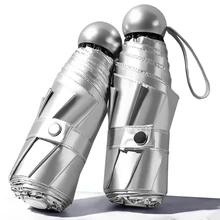 Зонт от солнца и дождя женский титановый Серебряный супер анти-УФ мини-ЗОНТ 8 ребер портативный пятискладной Карманный Зонт для мужчин UPF50