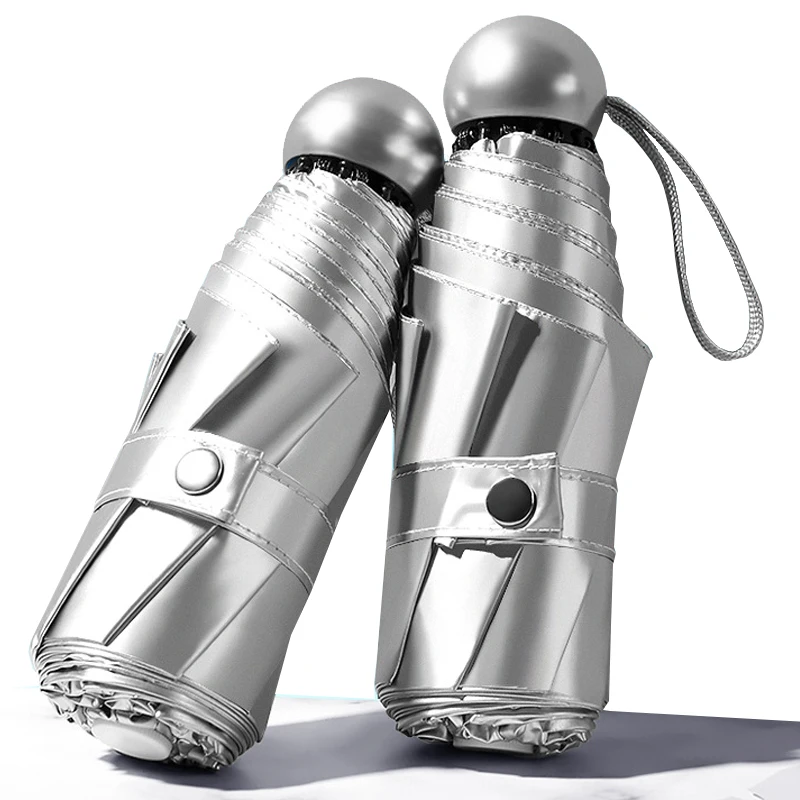 

Sun Umbrella Rain Women Titanium Silver Super Anti UV Mini Umbrella 8 Ribs Portable Five-folding Pocket Umbrella For Man UPF50+