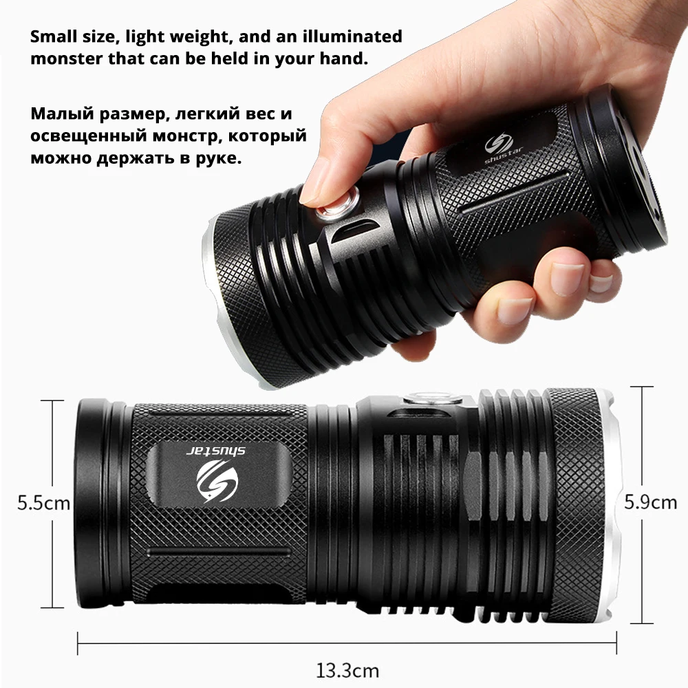 US $19.99 Powerful LED Flashlight With 18 X T6 LED Lamp Bead Waterproof Searchlight Wide Range Use 4 X 18650 Battery Of Lighting