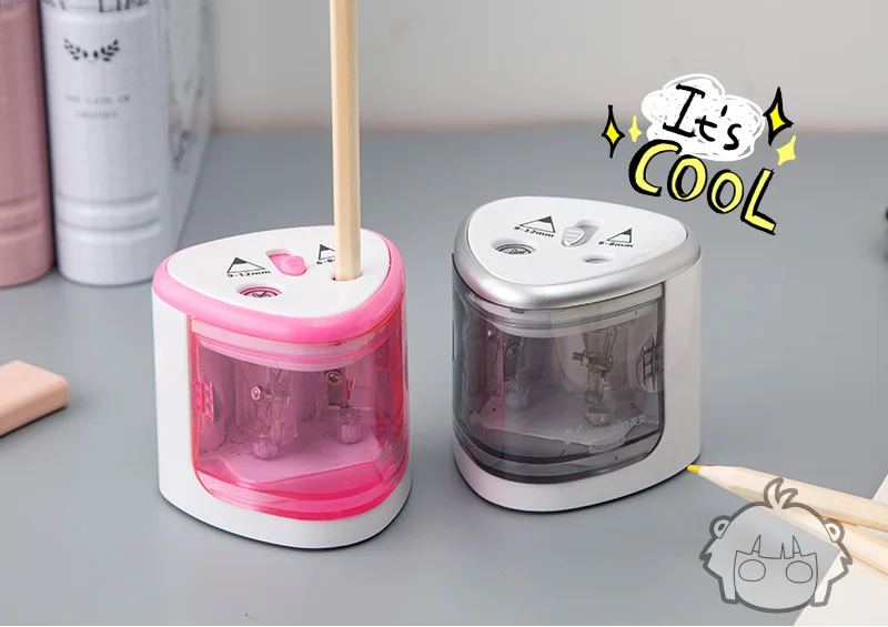 Elétrica do Uso do Apontador de Lápis com Apontador de Dois Artigos de Papelaria Furos para 6-12mm Bateria Lápis Escola Pintura Arte Suprimentos 5 Cheap Apontadores de lápis
