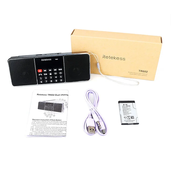 RETEKESS TR602 Bluetooth радио приемник портативный радио FM AM с MP3-плеером беспроводной динамик AUX Поддержка TF карты таймер сна