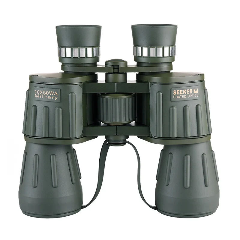 

Seeker 10X50 WA Military Binoculars Professional Telescope Weterproof bak4 Hunting Powerful Binocular telescopio Army Green new