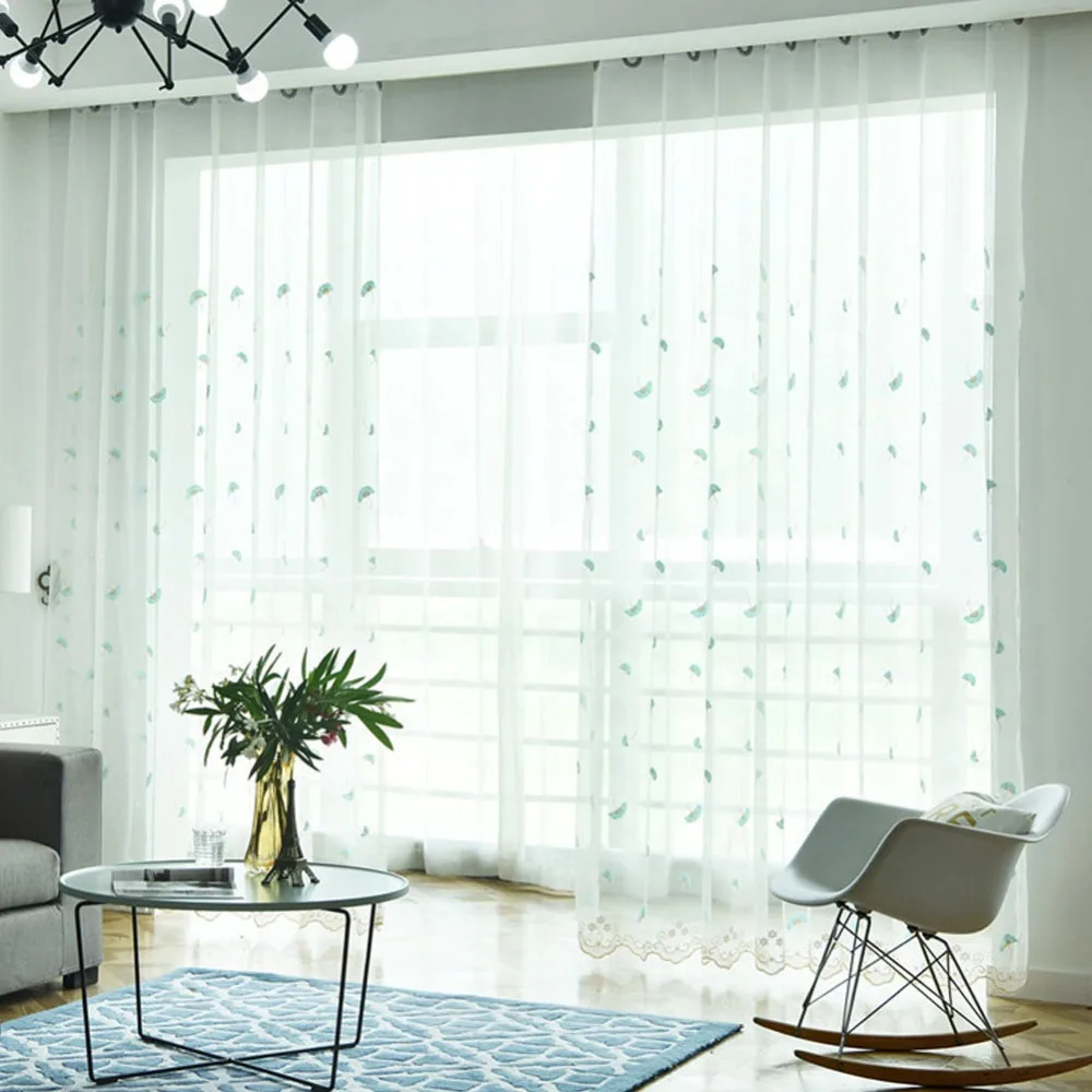 

Meijuner Ginkgo Leaf Curtain Embroidered Gauze Curtain Simple Fresh Modern Style Curtain Tulle For Living Room A010