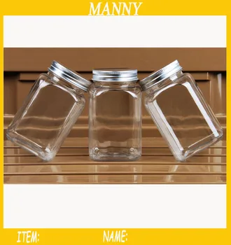 

2pcs 400ml Plastic Jar with Aluminum Cap Square Food Bottle For Honey Sauce Vegemite PET Bottle With Pressure Sensitive Pad
