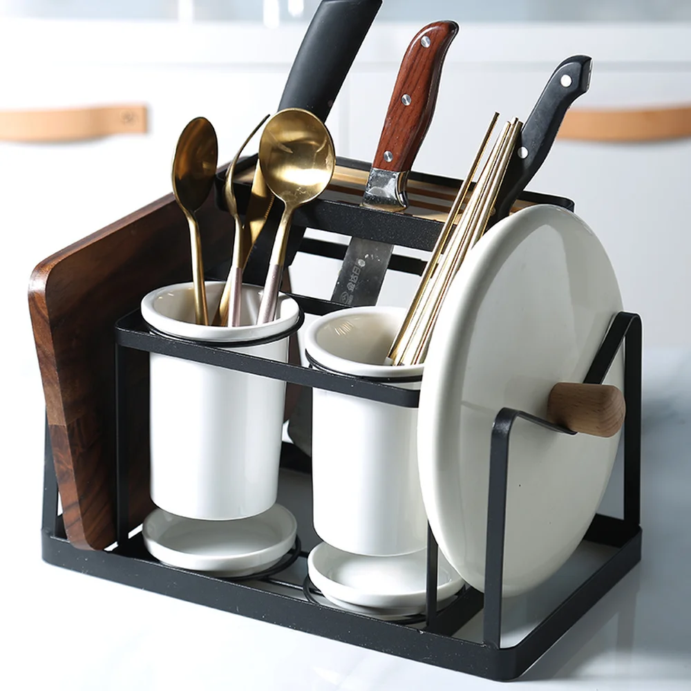  Nordic wrought iron kitchen knife holder multi-function kitchen knife chopsticks chopsticks storage - 33054077169