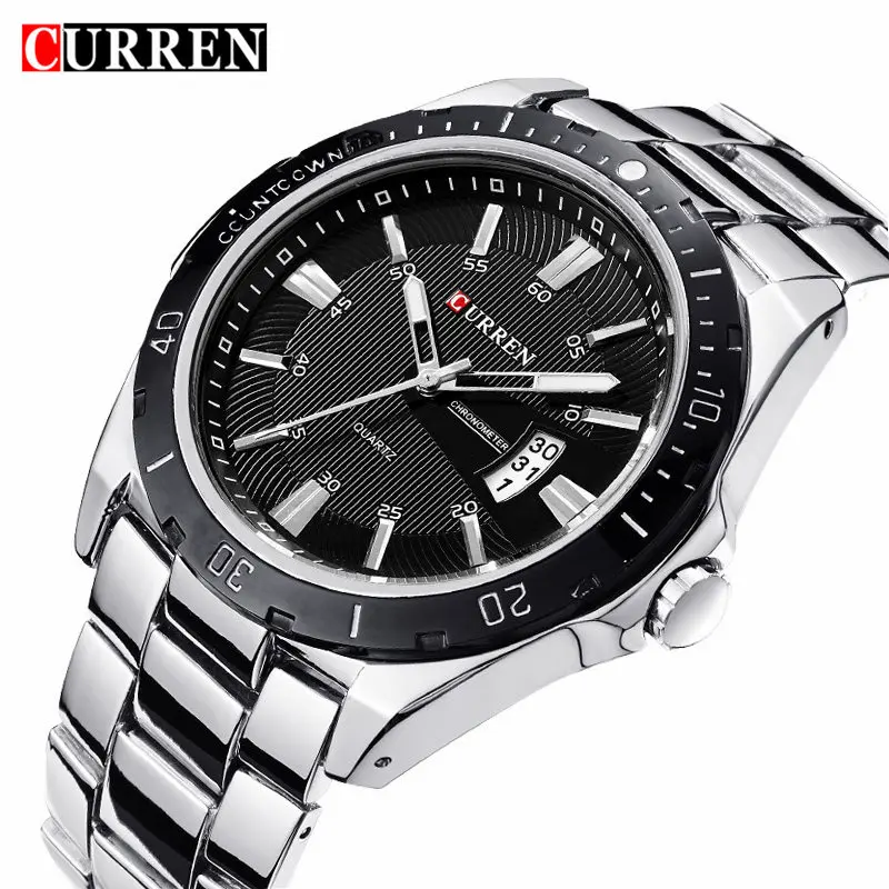 Achat CURREN Fashion Business Montre Bracelet Casual Militaire Quartz Sport Hommes Montre En Acier Plein de Calendrier Homme Horloge relogio masculino