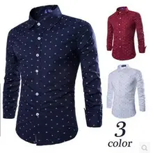 Модная Новая Европейская и американская дикая Мужская Повседневная рубашка с длинными рукавами с принтом якоря