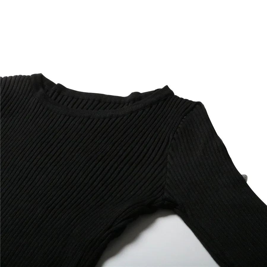 Gladiolus 2018 Black Autumn Winter Knitted Dress Women Long Sleeve Rivet Pencil Office Women  Sweater Dress Bodycon Sexy Dresses (10)