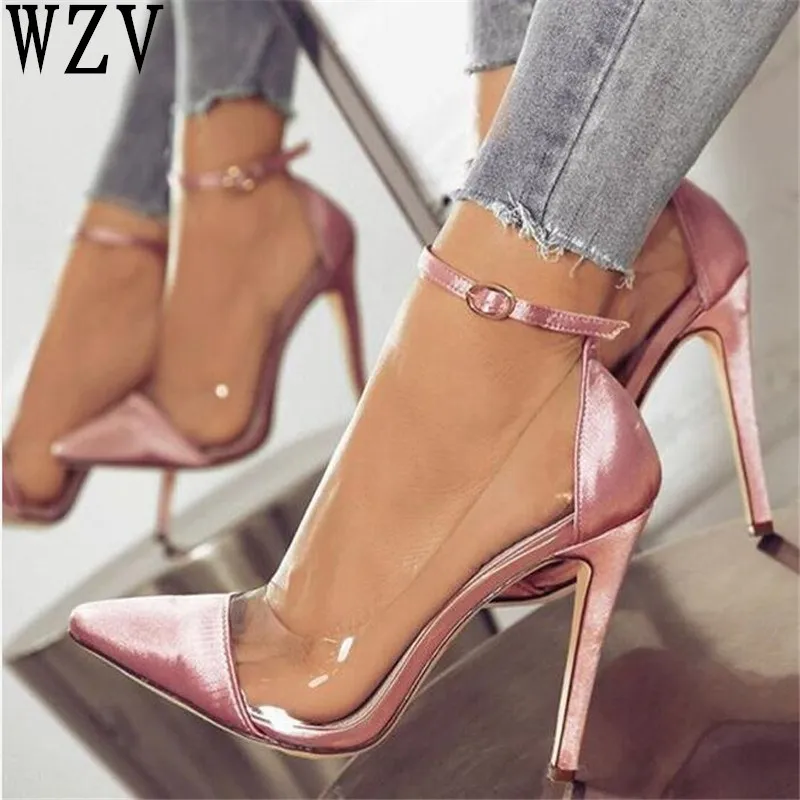 2018 jelly clear chaussure bride sexy women pump zapatos mujer thin high heels ankle buckle ladies wedding shoes woman sapato 2018 jelly clear chaussure bride sexy women pump zapatos mujer thin high heels ankle buckle ladies wedding shoes woman sapato