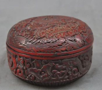 

Old China Chinese Lacquerware Carved Dragon Phoenix Lucky Statue Box Boxes