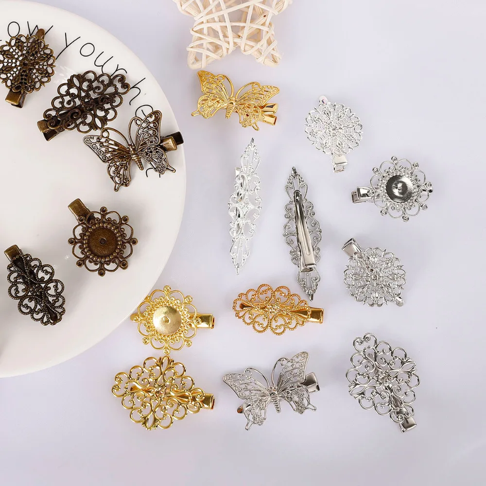 Hollow Iron Sheet Metal Flower Butterfly Torus DIY Jewelry Hairpin Duck Tongue Hair Clip Hair Accessory