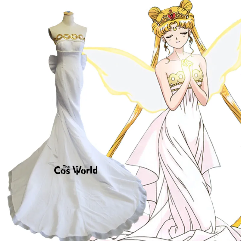 Sailor Moon Tsukino Usagi Angel Tube Топы Длинные Формальные платья униформа наряд аниме костюмы