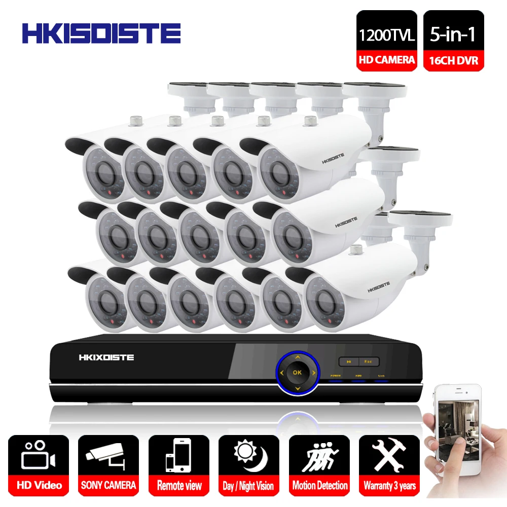 HKIXDISTE Onvif P 1080 P DVR системы скрытого видеонаблюдения sony 1200TVL HD камера водостойкий ИК Видео AHD DVR NVR 5 в 1 комплект ночное видение