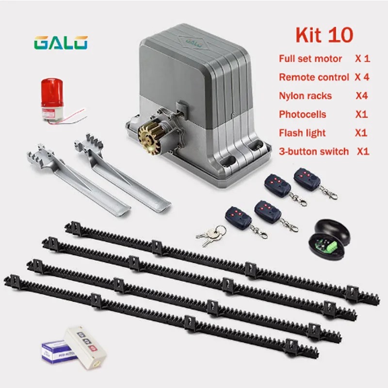  Heavy duty 1800kg auto sliding gate motor slide opener with 4m nylon racks(lamp photocell keypad bu