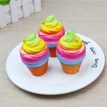 

10CM Ice Cream Cute Squishy Food Relieves Stress Slow Rising Colorful Rainbow Gags Joke Party Props Wholesale Toys P0