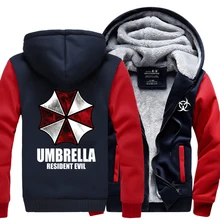 Neue heiße Winter Warme Hoodie Anime Resident Evil umbrella baumwolle langarm Für Männer Mit Kapuze Mantel Verdicken Reißverschlussjacke Sweatshirt