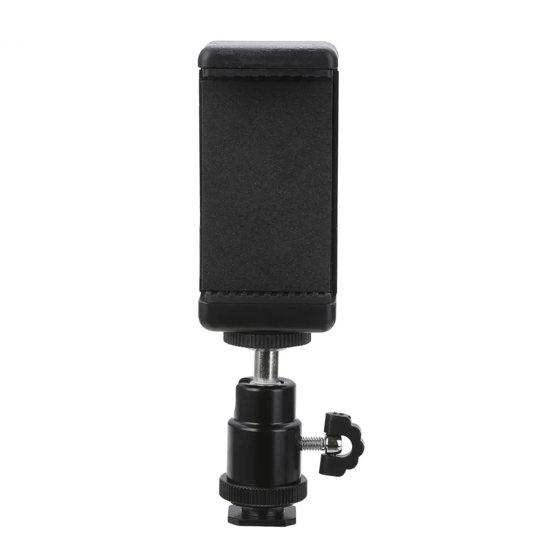 New Arrival 1pc 360 Swivel Ball Head Hot Shoe Adapter Mount With Phone Clip Holder for DSLR Camera Cell Phone