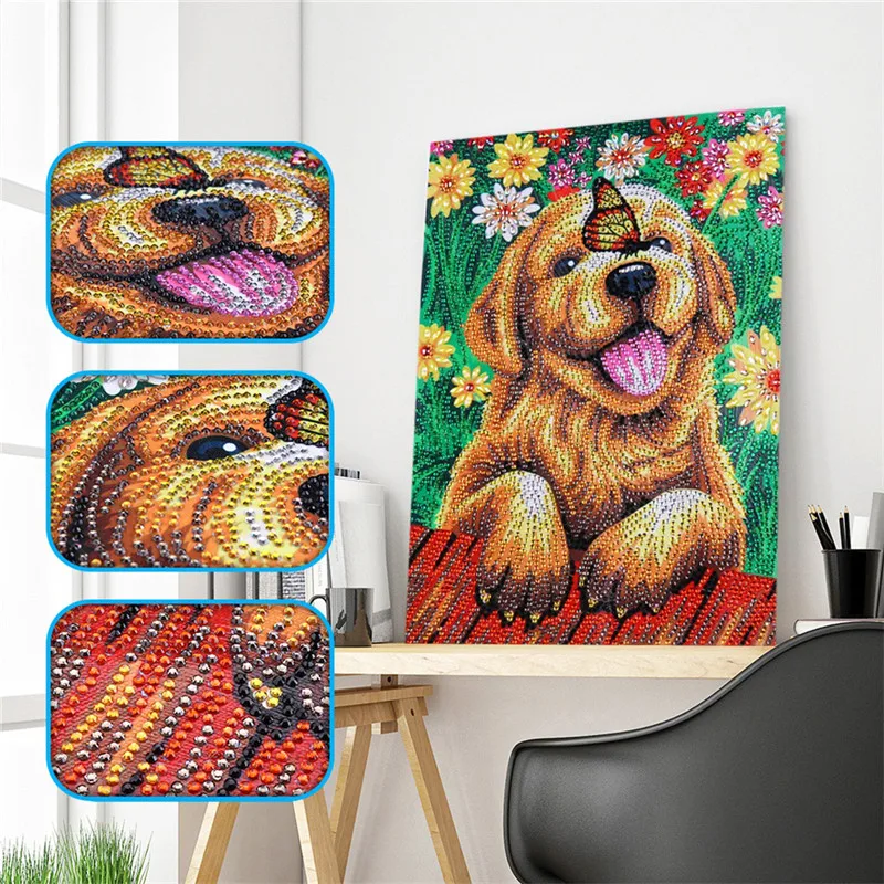 

Cartoon Dog Diamond Painting Cross Stitch Wall Decor Diamond Embroidery Resin partial special shaped Animal Rhinestone 5D DIY
