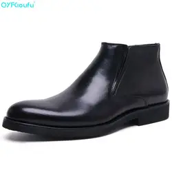QYFCIOUFU Лидер продаж пояса из натуральной кожи Мужские модельные ботинки острый носок ботильоны на молнии карьера в бизнесе для мужчин