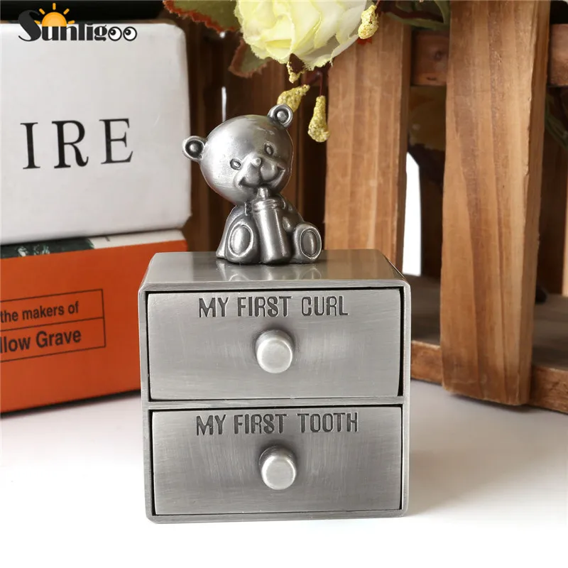 

Sunligoo 2018 Brand New Silver Tooth Box, Baby First Tooth and Curl Keepsake Boxes Set, Kids Teeth Fairy Holder for Boy or Girl