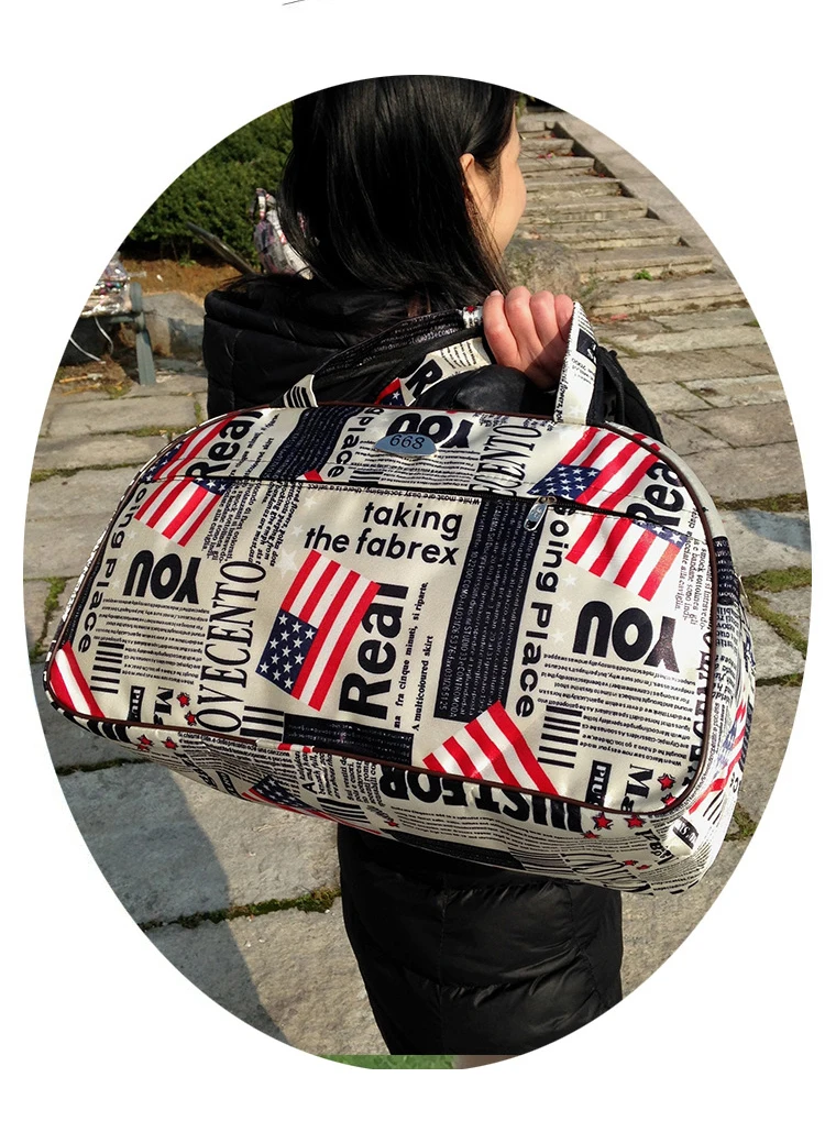 Bomlight большой емкости женские дорожные сумки Оксфорд водонепроницаемый багаж вещевой мешок печати повседневные дорожные сумки сумка на плечо ручная сумка