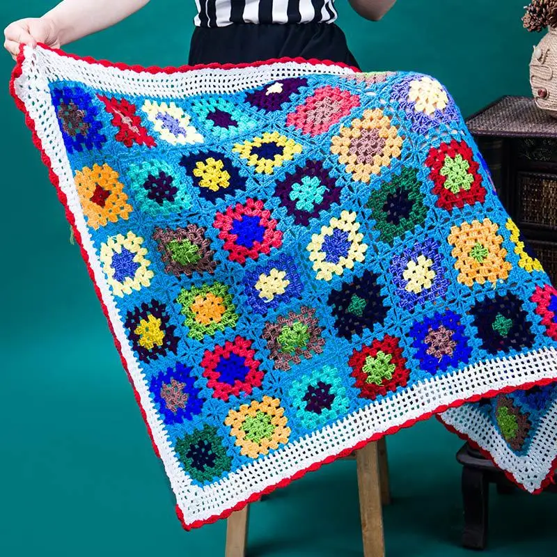 

75 * 115cm Square Handmade Crochet Blanket, Yoga Blanket Cotton Line Mat Mat Sofa Cushion Baby Blanket Tablecloth Free Shipping