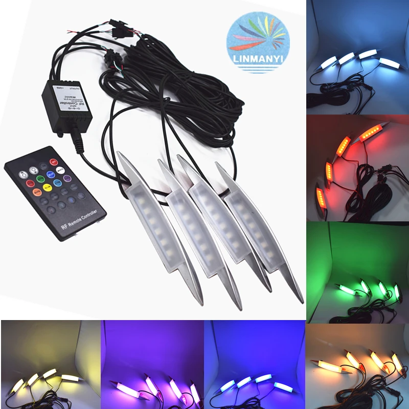 Car Style 4pcs/lot 5050 RGB LED Voice control Wheels Eyebrow Atmosphere