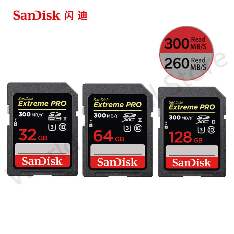 

SanDisk 300MBS SD Card for Camera 128GB 64GB 32GB Memory Card U3 Flash Card for Camera Flash Card PC SDXC 2000X High Speed