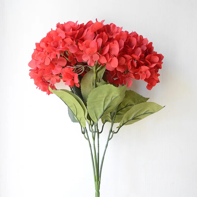 Artificial Hydrangea Silk Flower 5 Big Heads Bouquet Fleur Artificielle Flores Arrange Table Wedding Home Decor Party accessory (51)