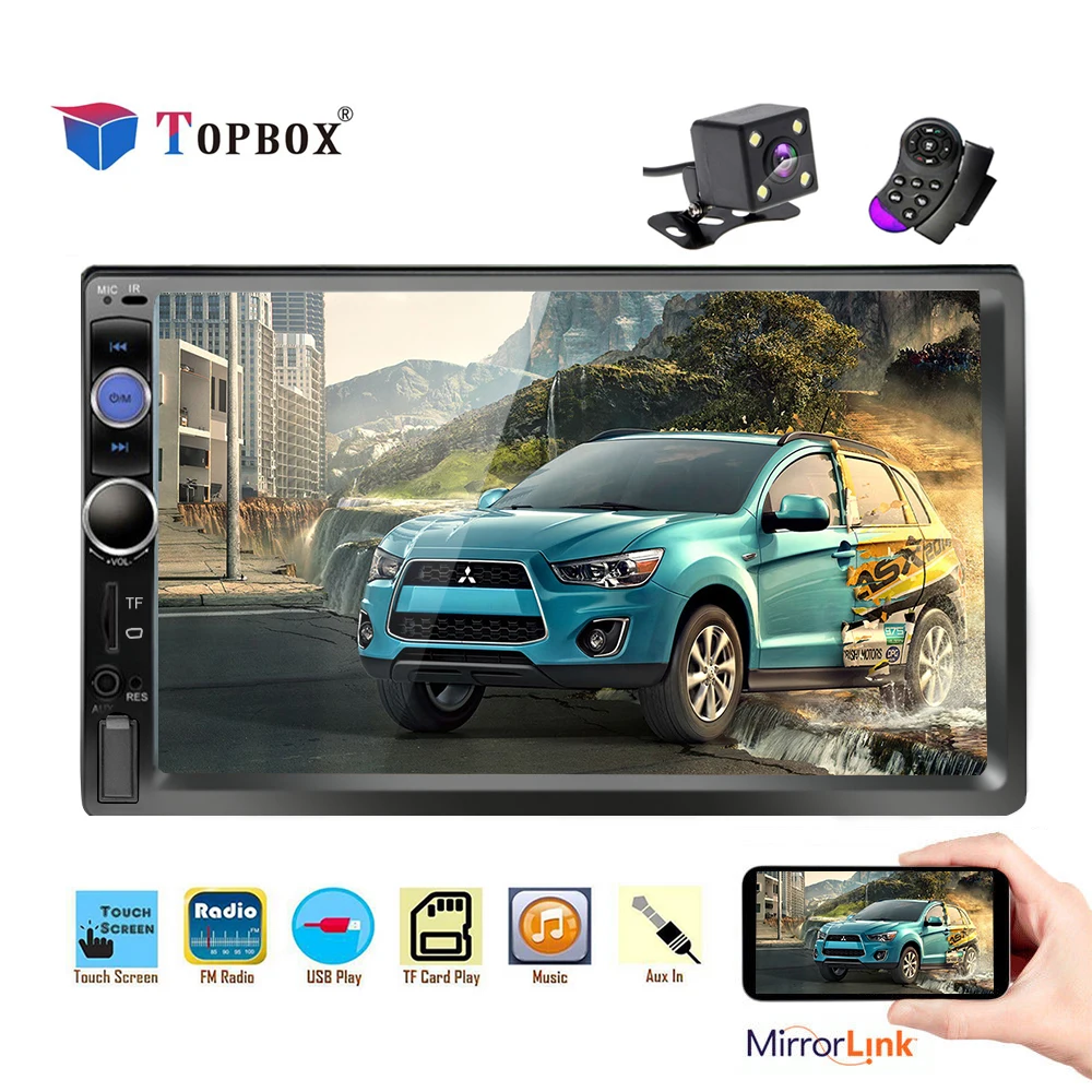 

Topbox 2 din Car Radio 7" HD Player MP5 Touch Screen Digital Display Bluetooth Multimedia USB 2din Autoradio Car Backup Monitor