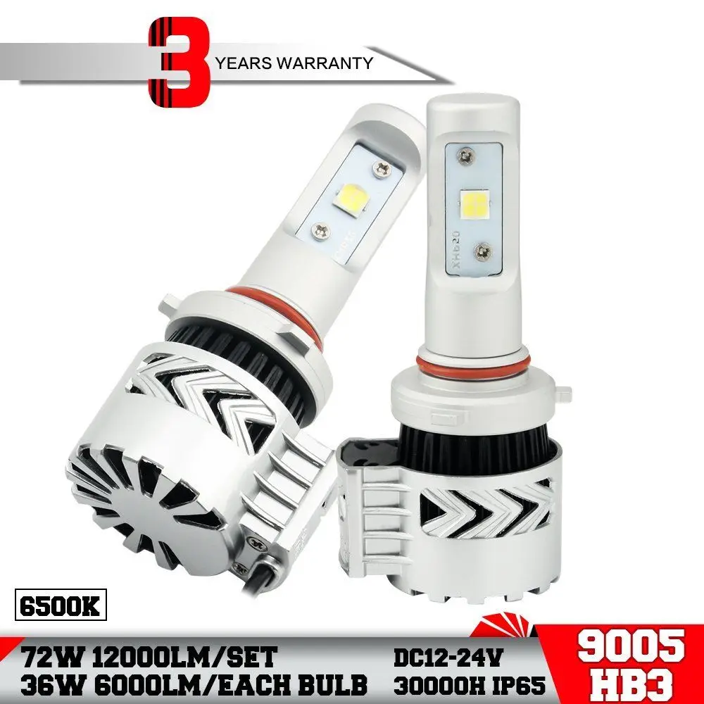 ФОТО NIGHTEYE 6500k 9005 HB3 LED Headlight Bulbs Conversion Kit 72w 12000LM /set 36w 6000lm /pc car light led 12v 2pcs HID White