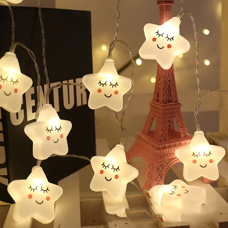 

Events and Parties 5M 50Leds Smile Face LED String Light Battery Wedding Birthday Decor Lights Cute Star LED Guirlande Lumineuse
