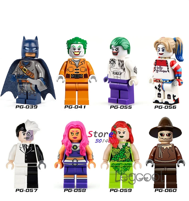 

1PCS model building blocks superhero Batman Clown Joker Harley Quinn Face Starfire Poison IVY Scarecrow toys for children gift