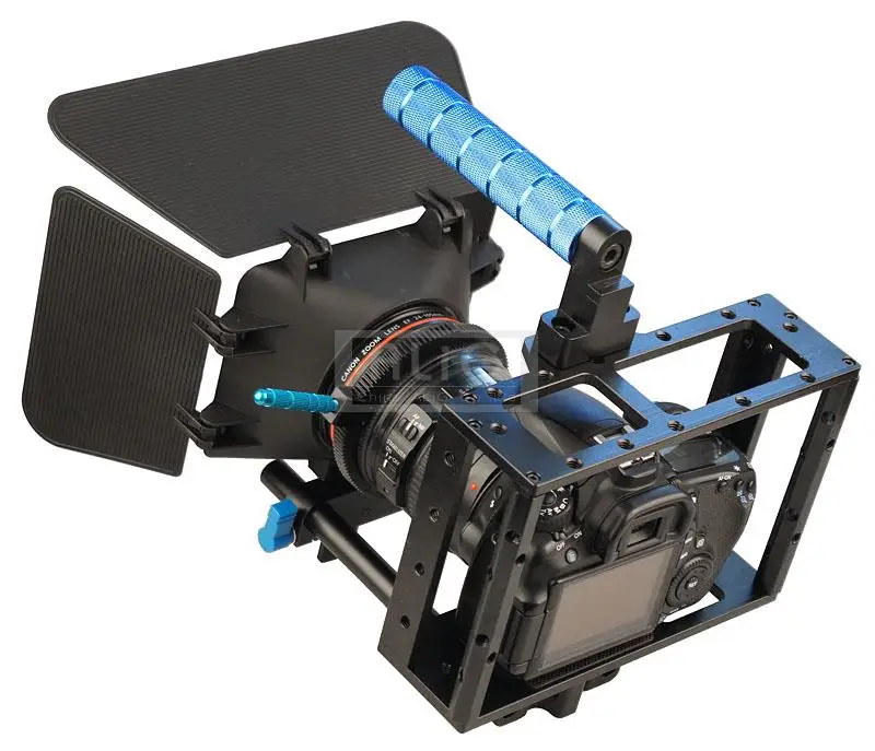 DSLR Rig 15 мм рельсовая штанга Система поддержки видео бленда Матовая коробка+ чехол для камеры+ ремень для непрерывного фокуса
