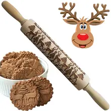 Креативная Рождественская 3D деревянная Скалка с гравировкой тиснение Скалка с рождественскими символами для выпечки тисненое печенье