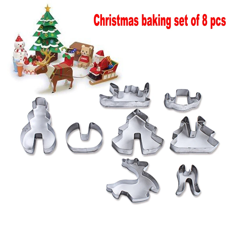 

TM 4 5 8 10pcs Christmas Theme Pattern Cookies Cutter Mold Cake Decorating Tool Stainles Steel Chocolate Cutter DIY Baking Tools