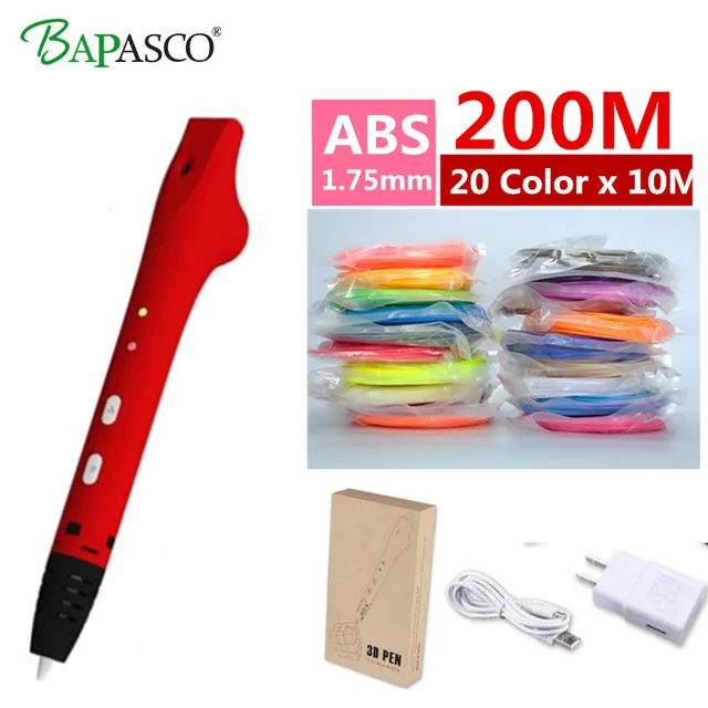 Best Offers BAPASCO 4S-01 3D Pen USB Portable 3D Printing Pen Add 200M ABS Filament Drawing 3D Pen Best Painting Tool For Kids Doodler 3D