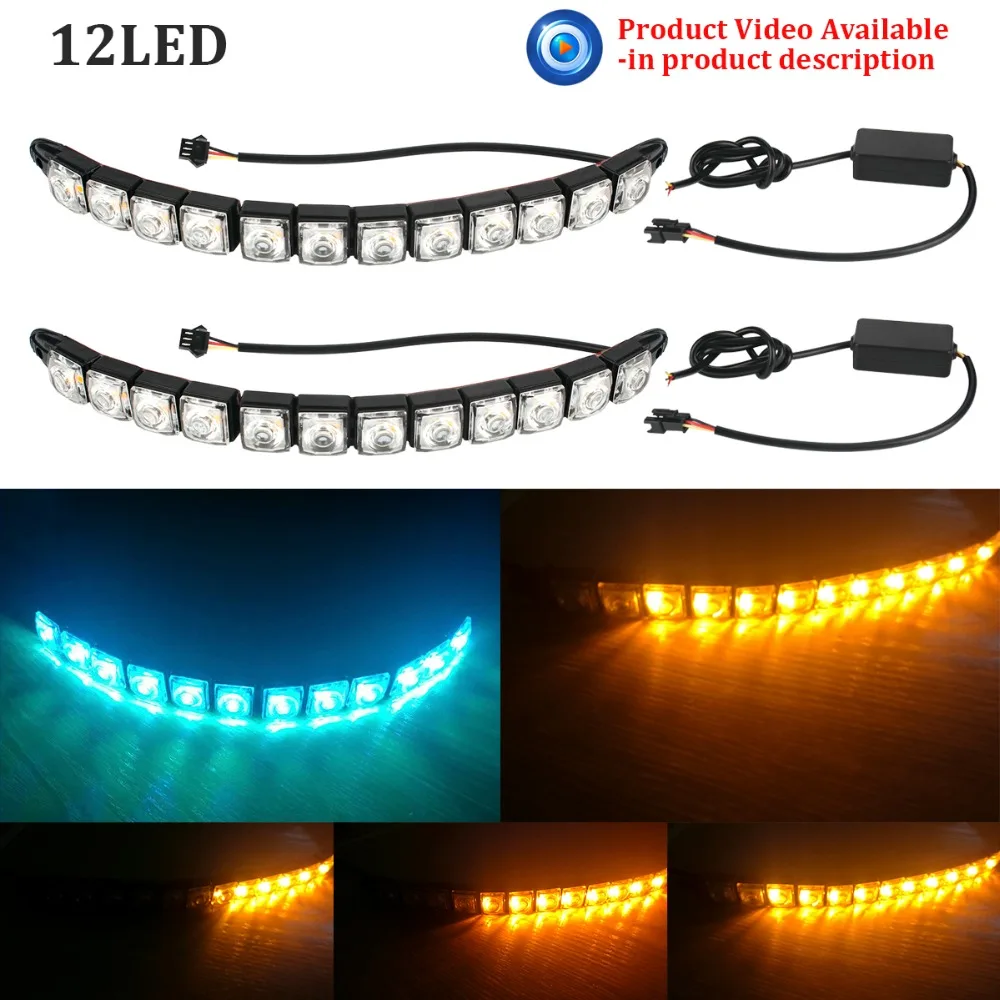 

2pcs Car LED Daytime Running Light Tear Strip Auto Headlight Turn Signal Parking Lamp for Peugeot 206 Passat b6 P21w Universal