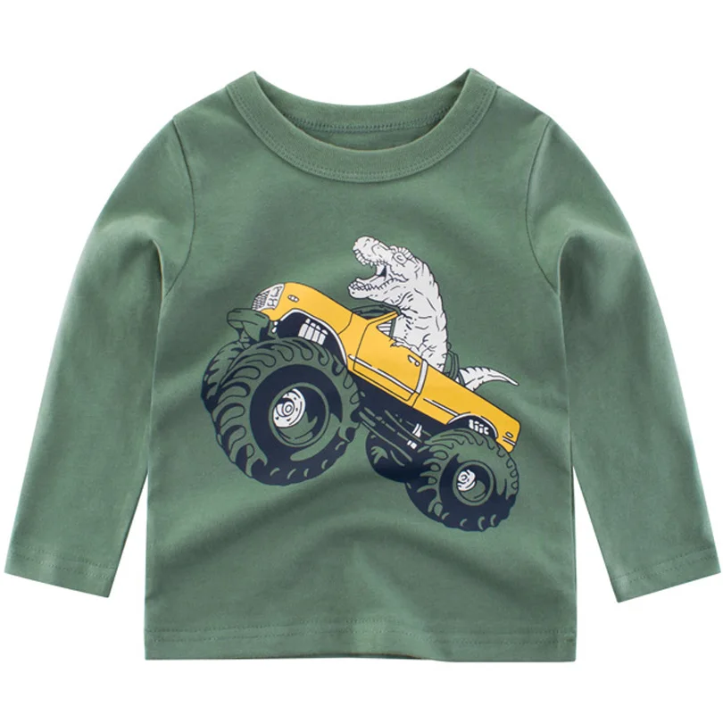 

Brand Baby Long Sleeve Boys T-shirts Kids Clothes Clothing Child Dinosaur Car Print Costume Top Tees