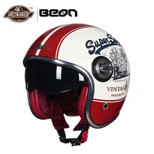 BEON Moto Casco Del Motociclo Del Casco Vintage Moto Casco 3/4 Aperto Viso Capacete Biker Retro Scooter Casco Doppia Visiera