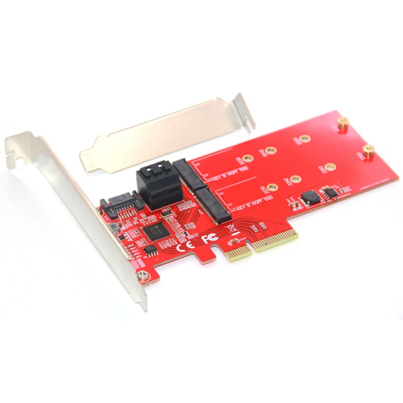 M2 SATA Raid контроллер карты PCI Express X4 на 2 порта 3 0 6 Гбит/с + M.2 NGFF SSD B Key Поддержка RAID0 RAID1