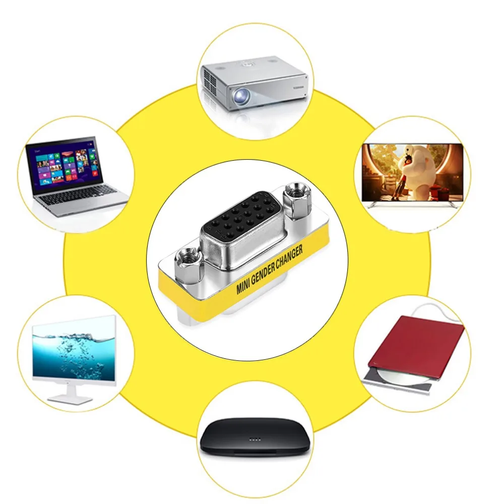 1pc/ 5pcs/10pcs New Female to Female VGA HD15 Pin Gender Changer Convertor Adapter In stock