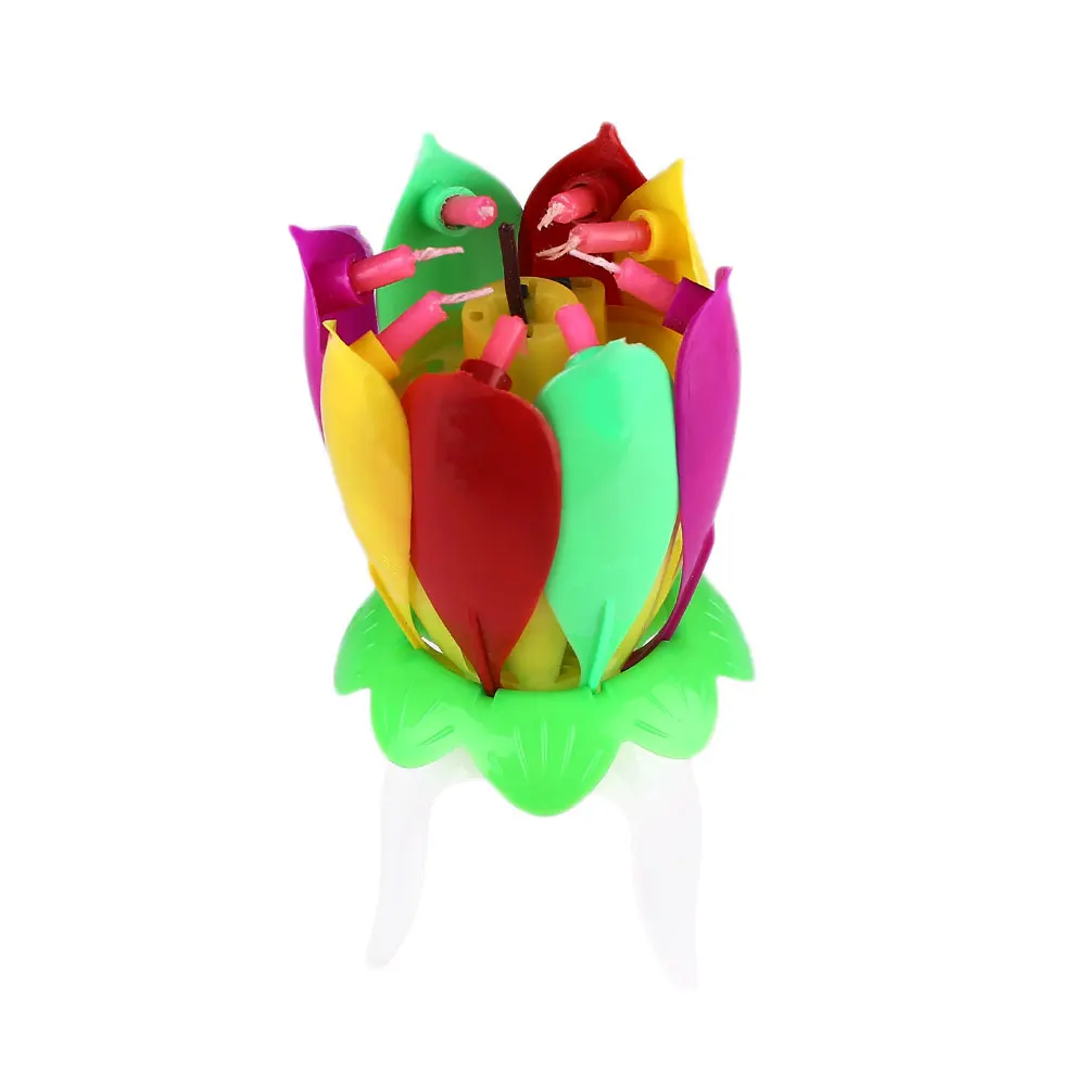 

Lotus Musical Cake Candle Lamp Birthday Supplies Gift No Rotating Romantic New Arrival