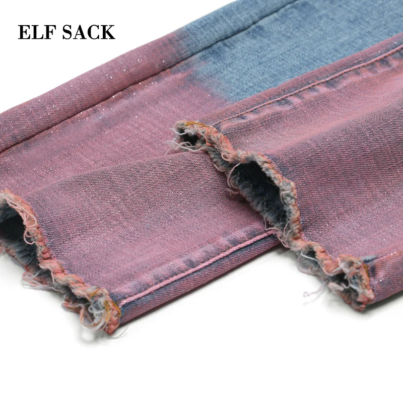 ELFSACK новинка стильные женские джинсы хлопок повседневные прямые для девушек
