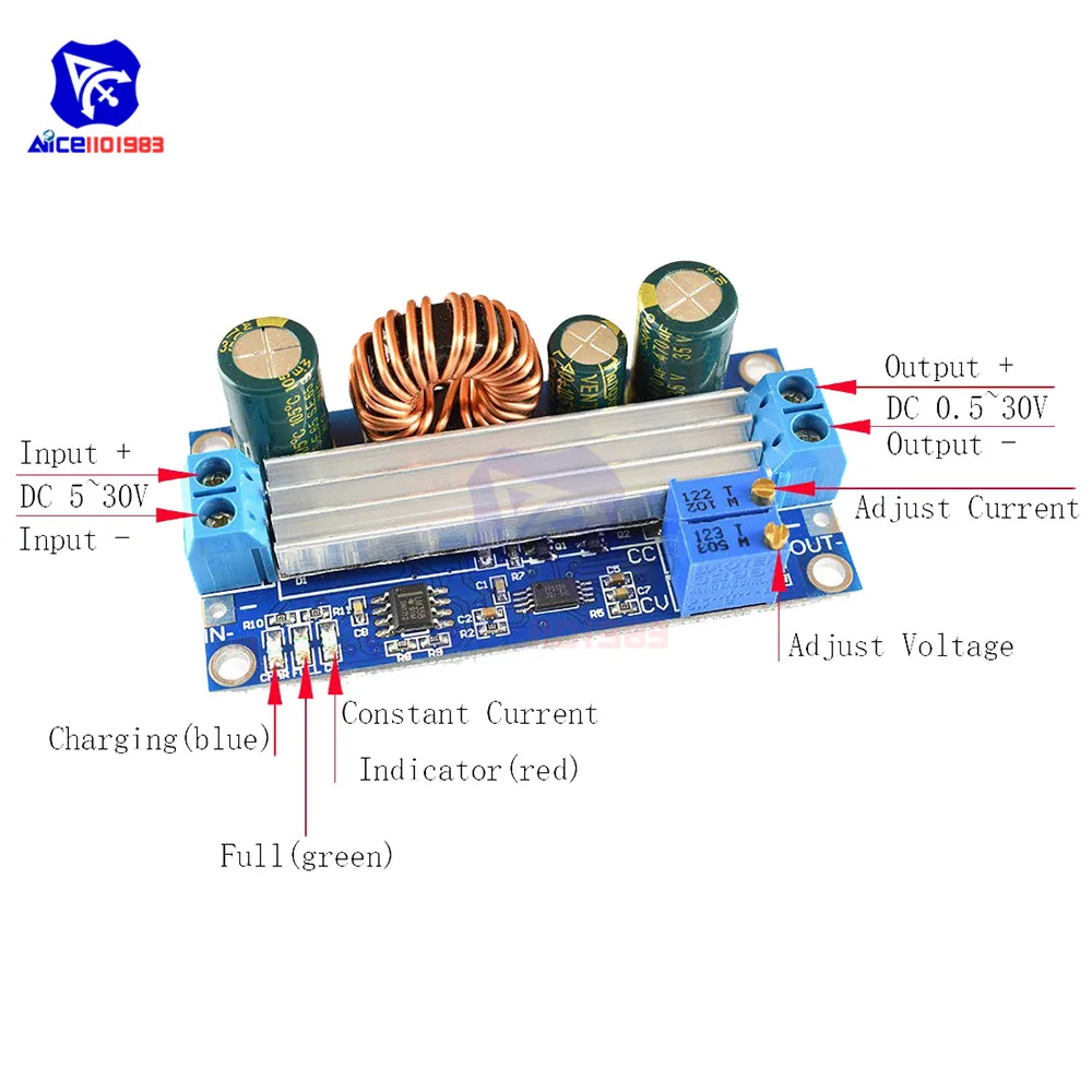 CC CV Регулируемый 3а 35 Вт DC 5-30 в до DC 0,5-30 в повышающий понижающий повышающий преобразователь модуль питания регулятор напряжения